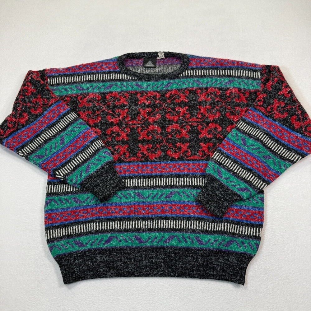 Kennington Wool Sweater Men L Multicolor‎ Crewneck Pullover Sweatshirt 90s